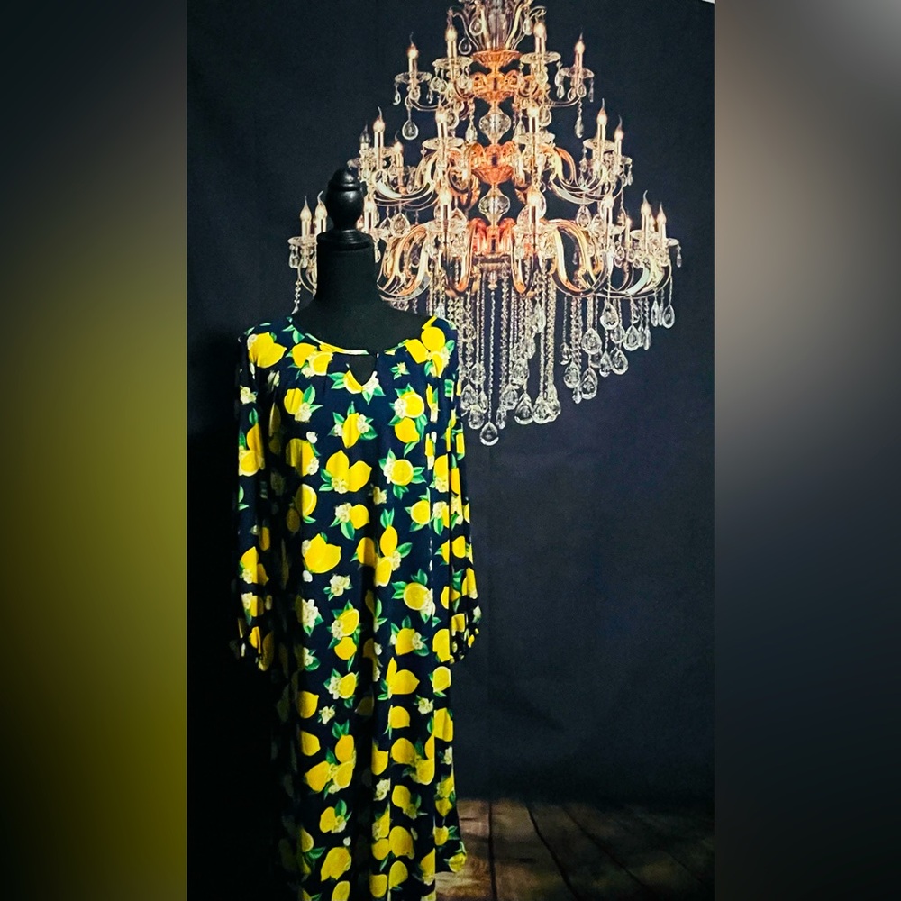 Navy blue with lemons dress